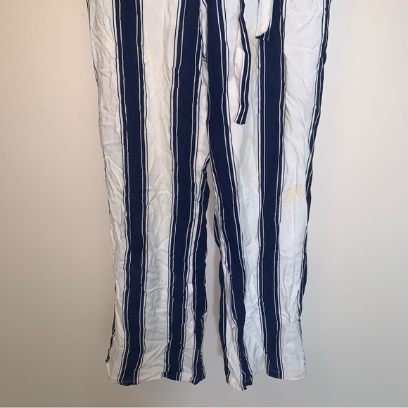 Bardot Navy and White Striped Belted Strapless Jumpsuit 4 - Picture 7 of 10